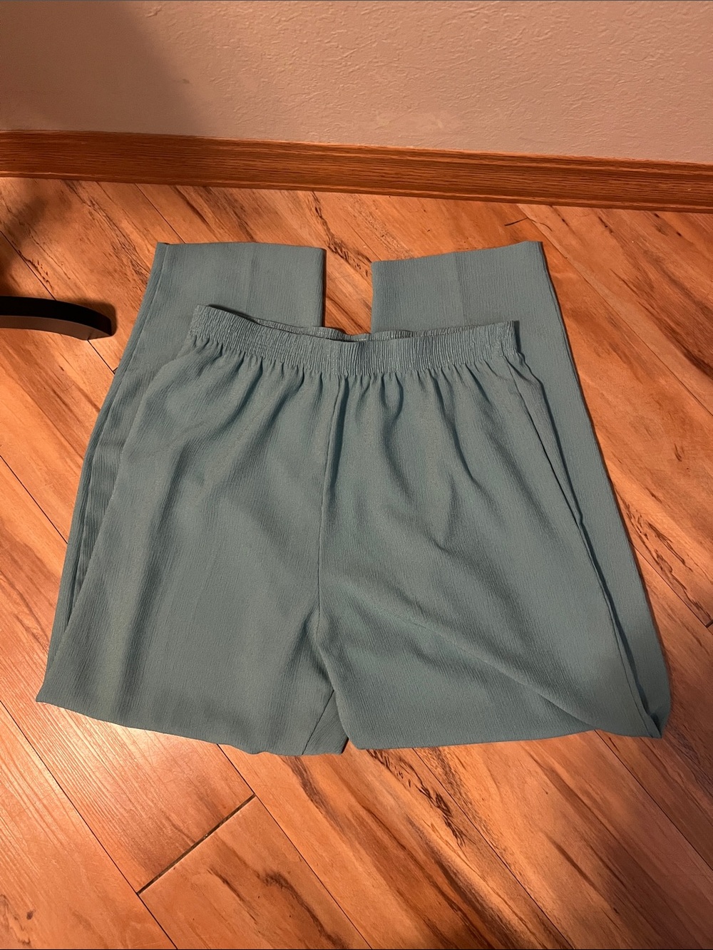 Flowy wide leg Women's Pants in Light Teal with Elastic Waist